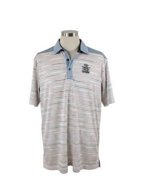 Greg Norman Collection Striped Polo with Chambray Blue Collar